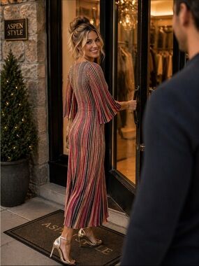 Rapsodia Metallic Stripe Dress